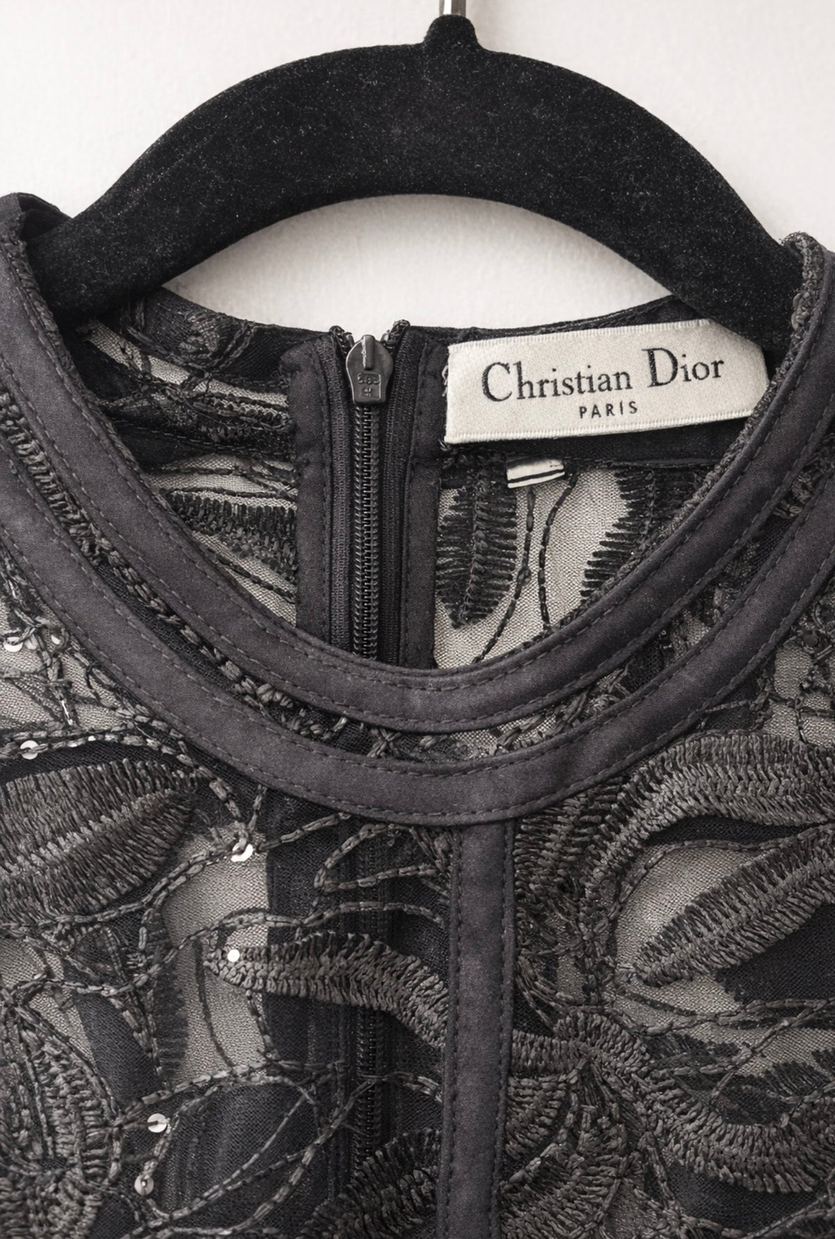 Christian Dior - Abito da sera in tulle ricamato nero