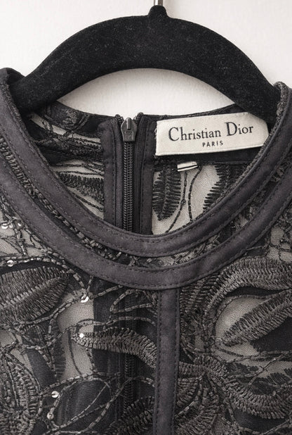 Christian Dior - Robe de Soirée en Tulle Brodé Noir