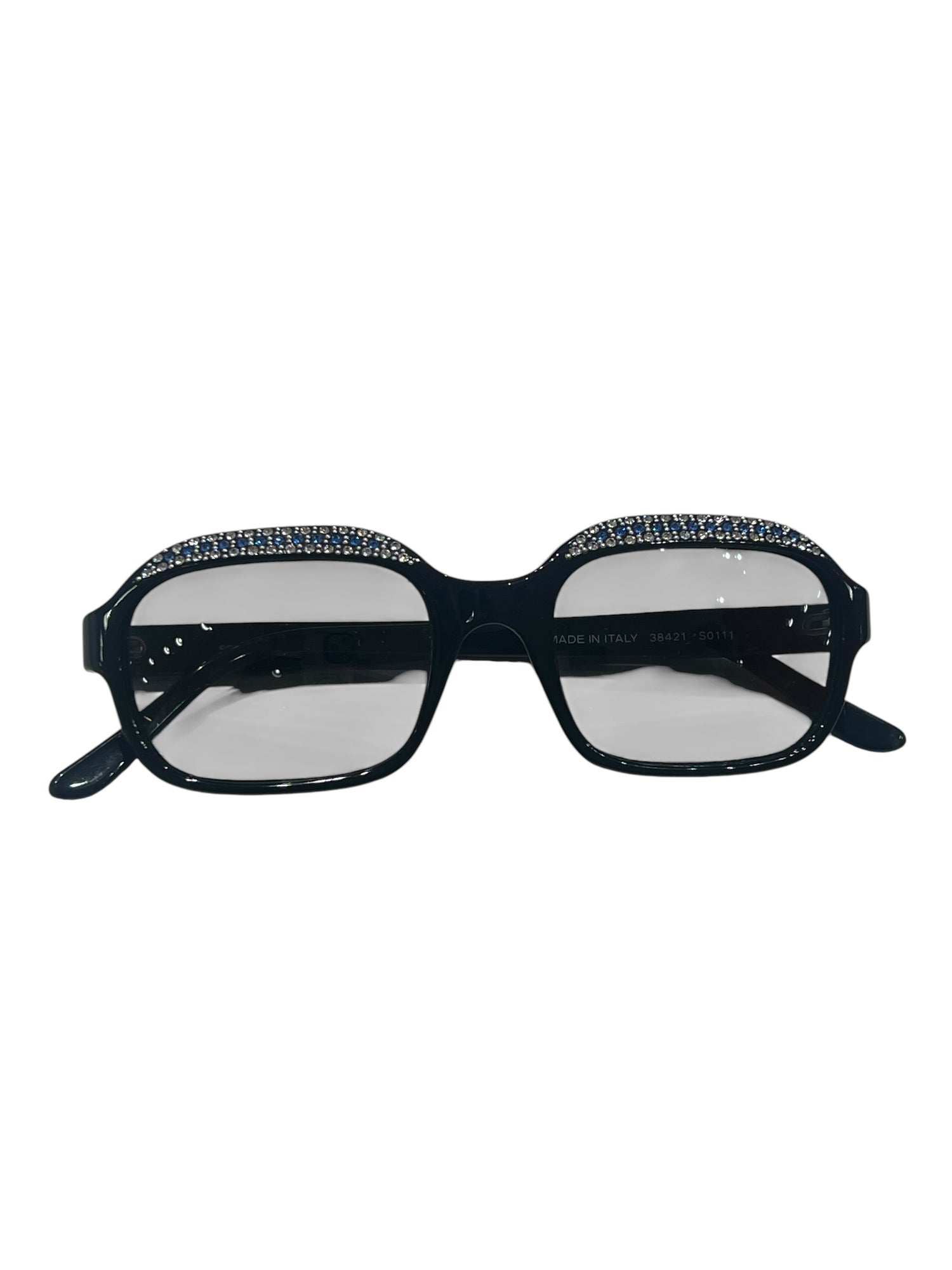 Chanel - solaires rectangulaires noires et strass