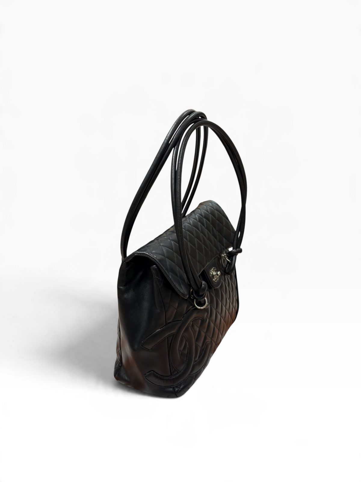 Chanel - sac flap cambon GM cuir noir