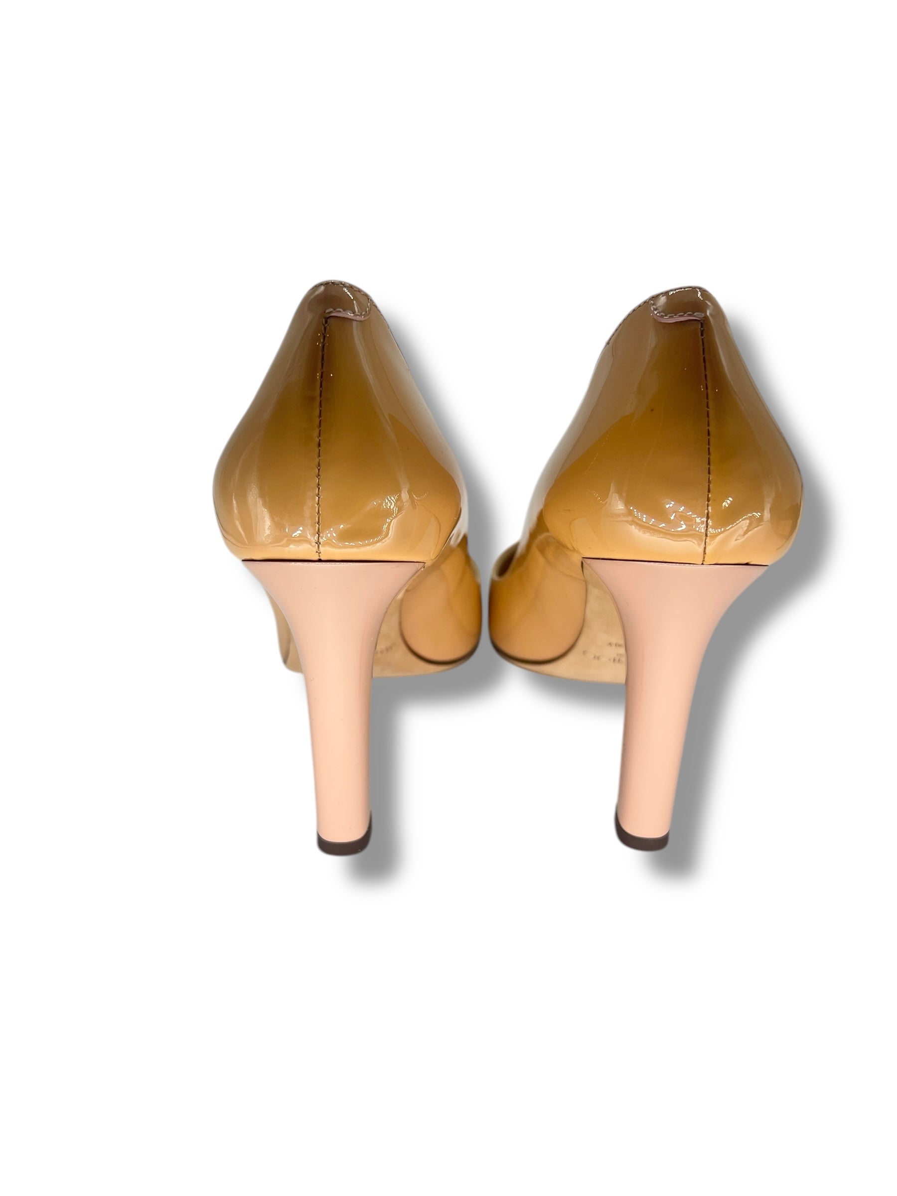 Jimmy Choo - Zweifarbiger Pumps in Beige mit rosa Lackabsatz Gr. 39,5