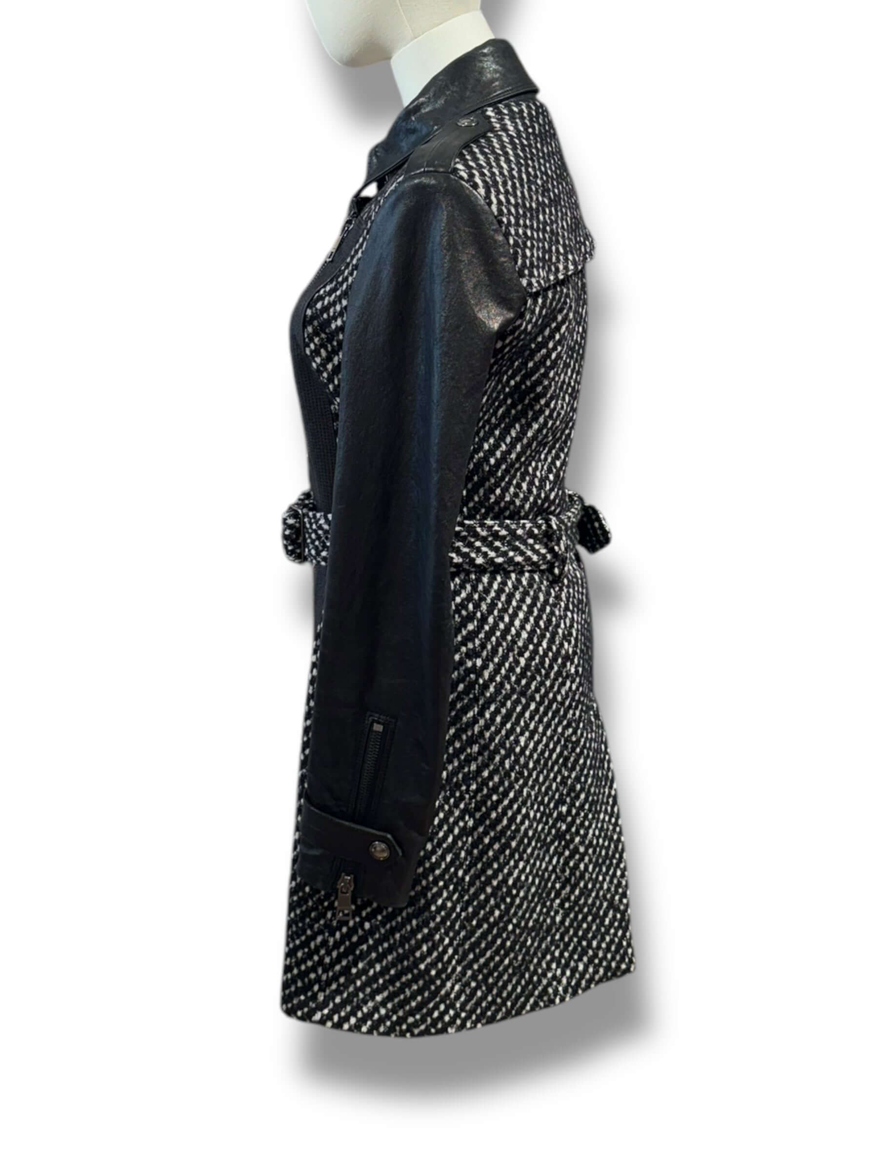 Burberry - Leather and wool trench coat, size 36
