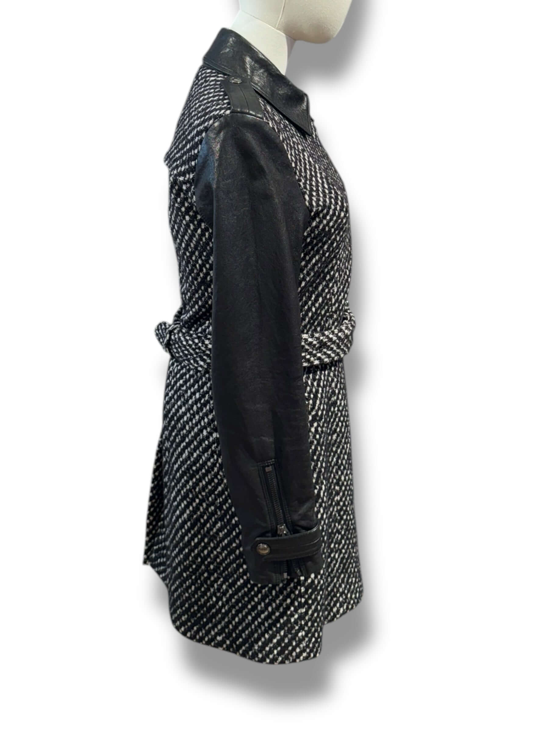 Burberry - Leather and wool trench coat, size 36