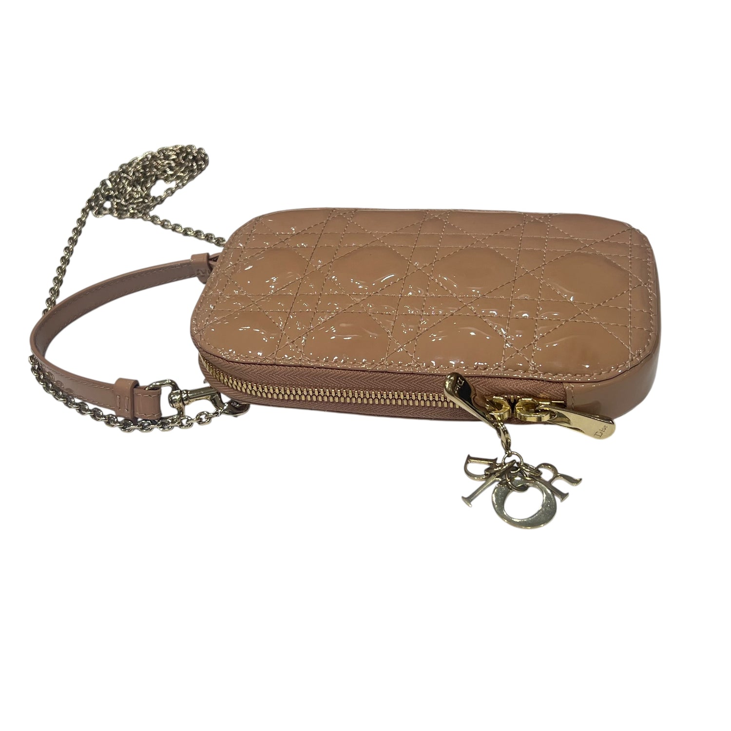 Dior - sac calling cuir verni nude