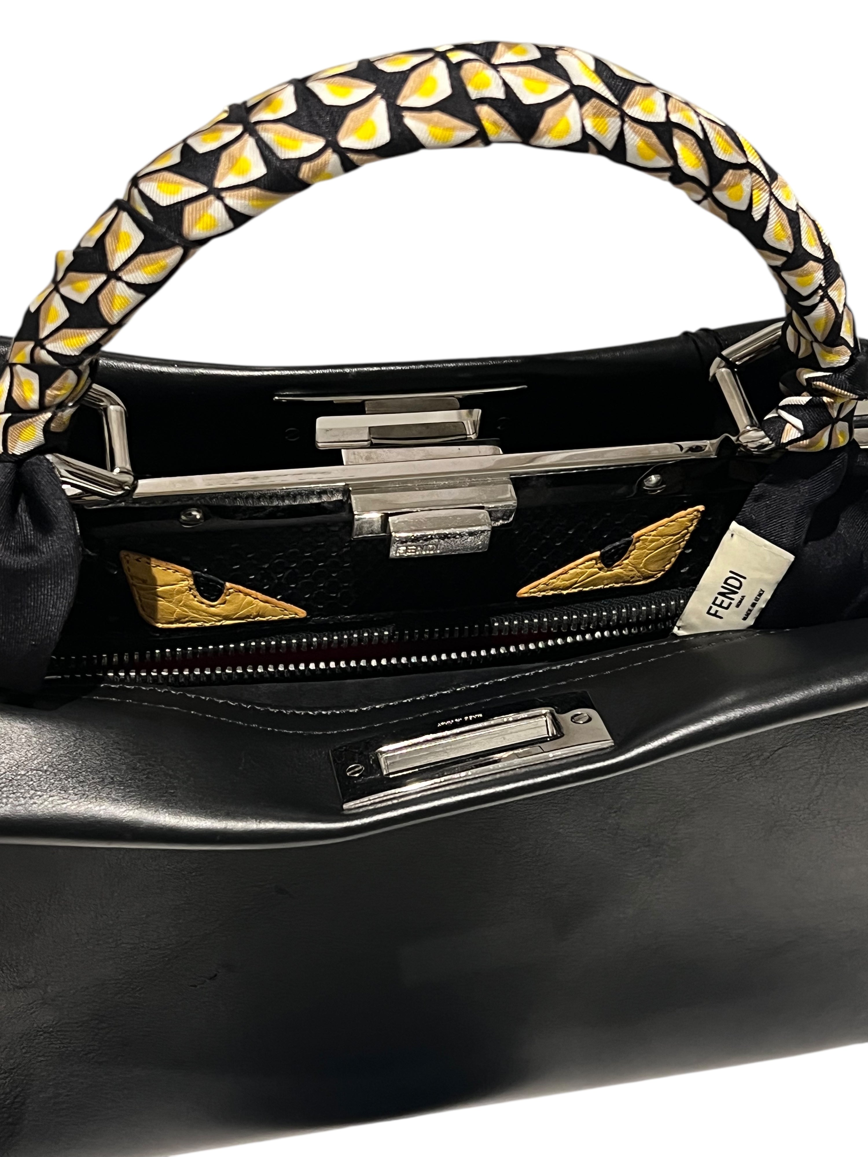 FENDI - Borsa Peekaboo in pelle nera con interno in pitone