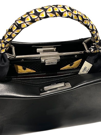 FENDI - sac peekaboo cuir noir intérieur python