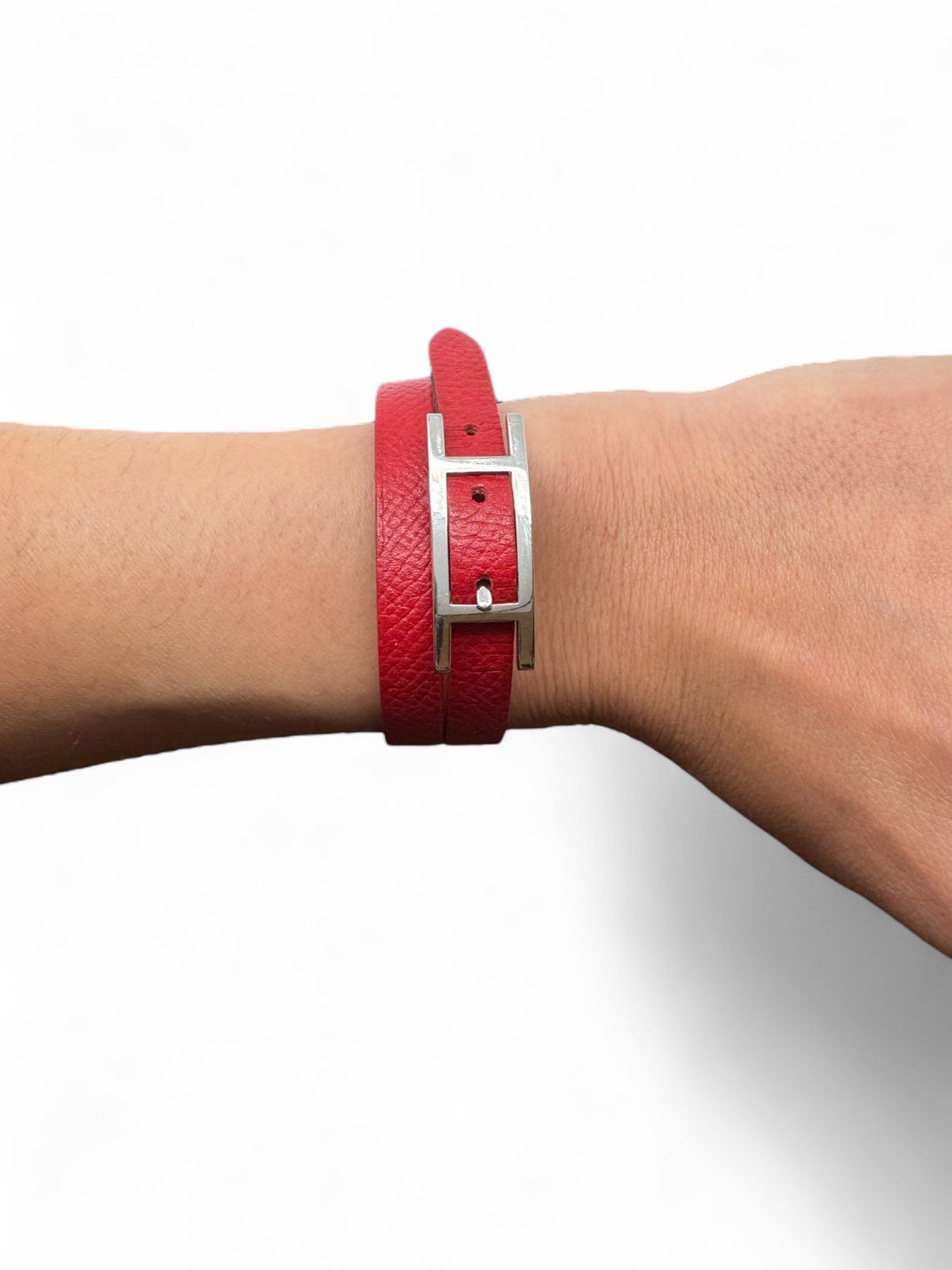 Hermès - Bracelet Behapi double T rouge / orange