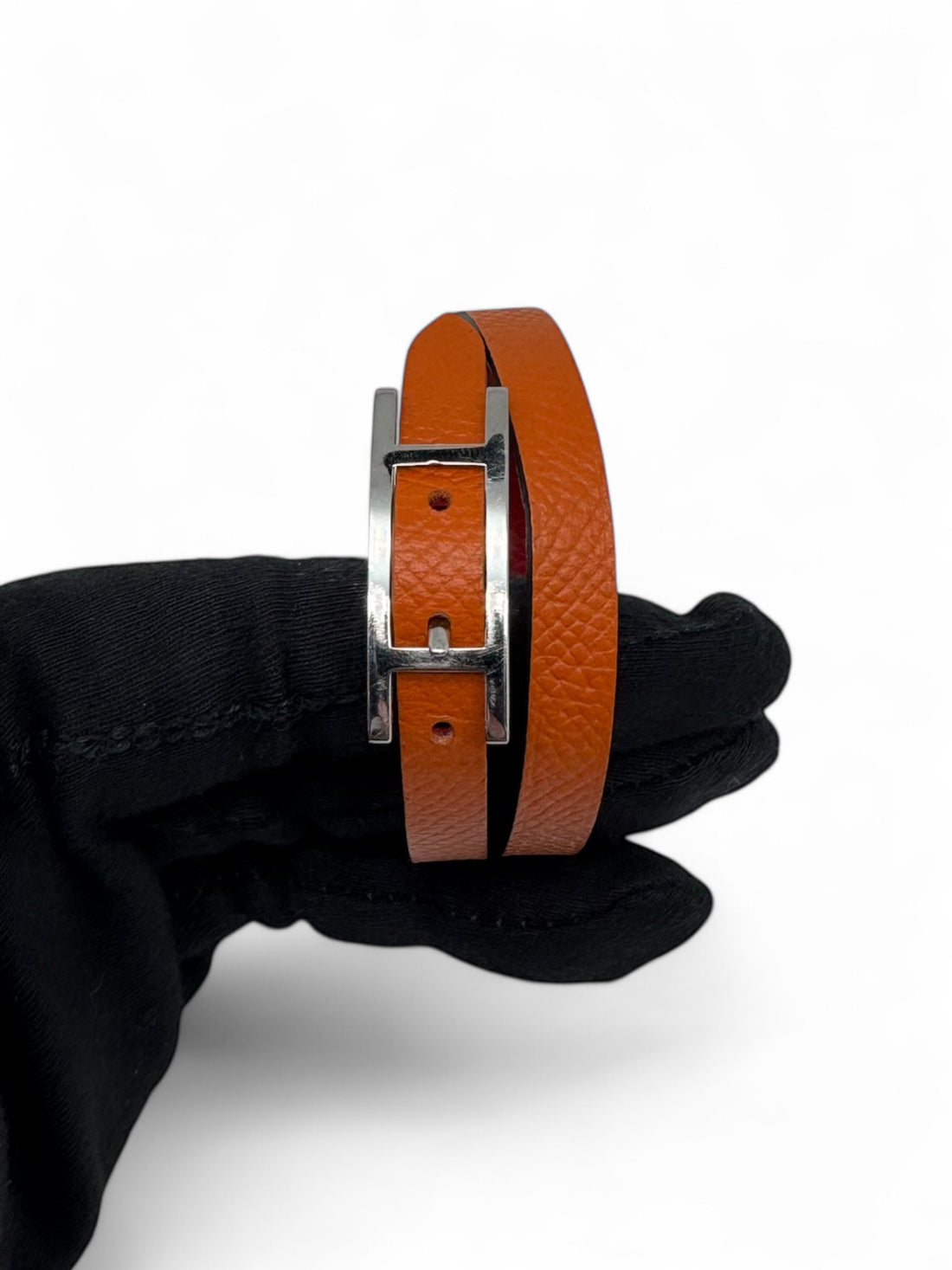 Hermès - Bracelet Behapi double T rouge / orange