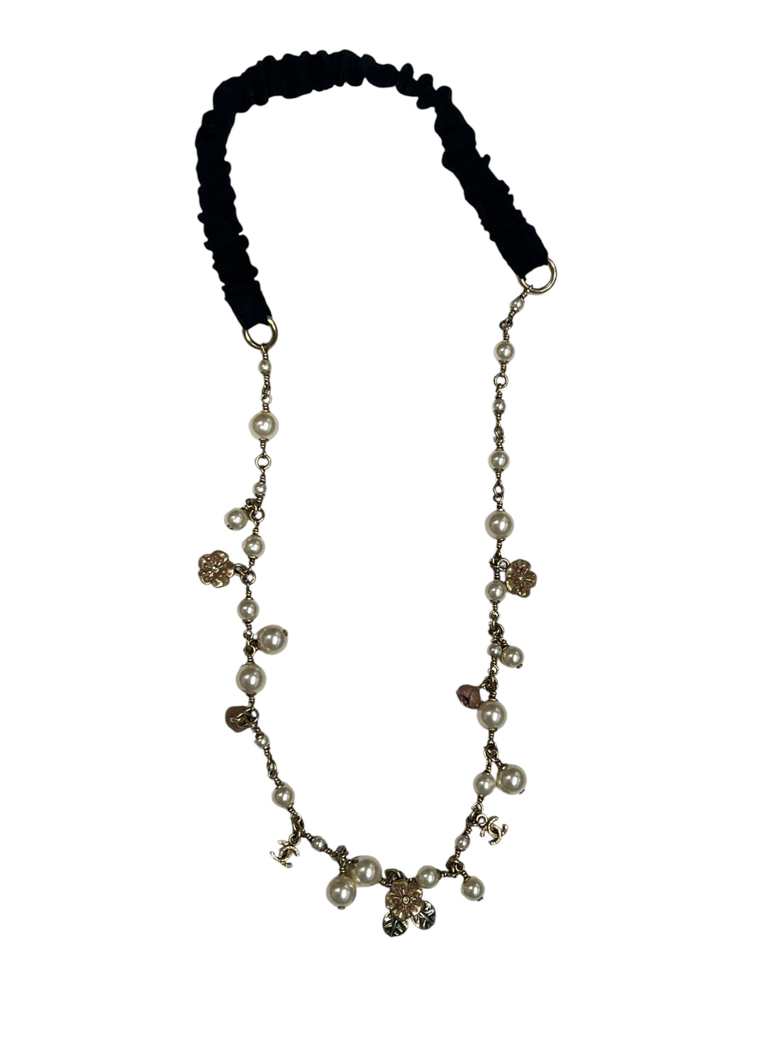 Chanel - bijou de tête champagne et perles