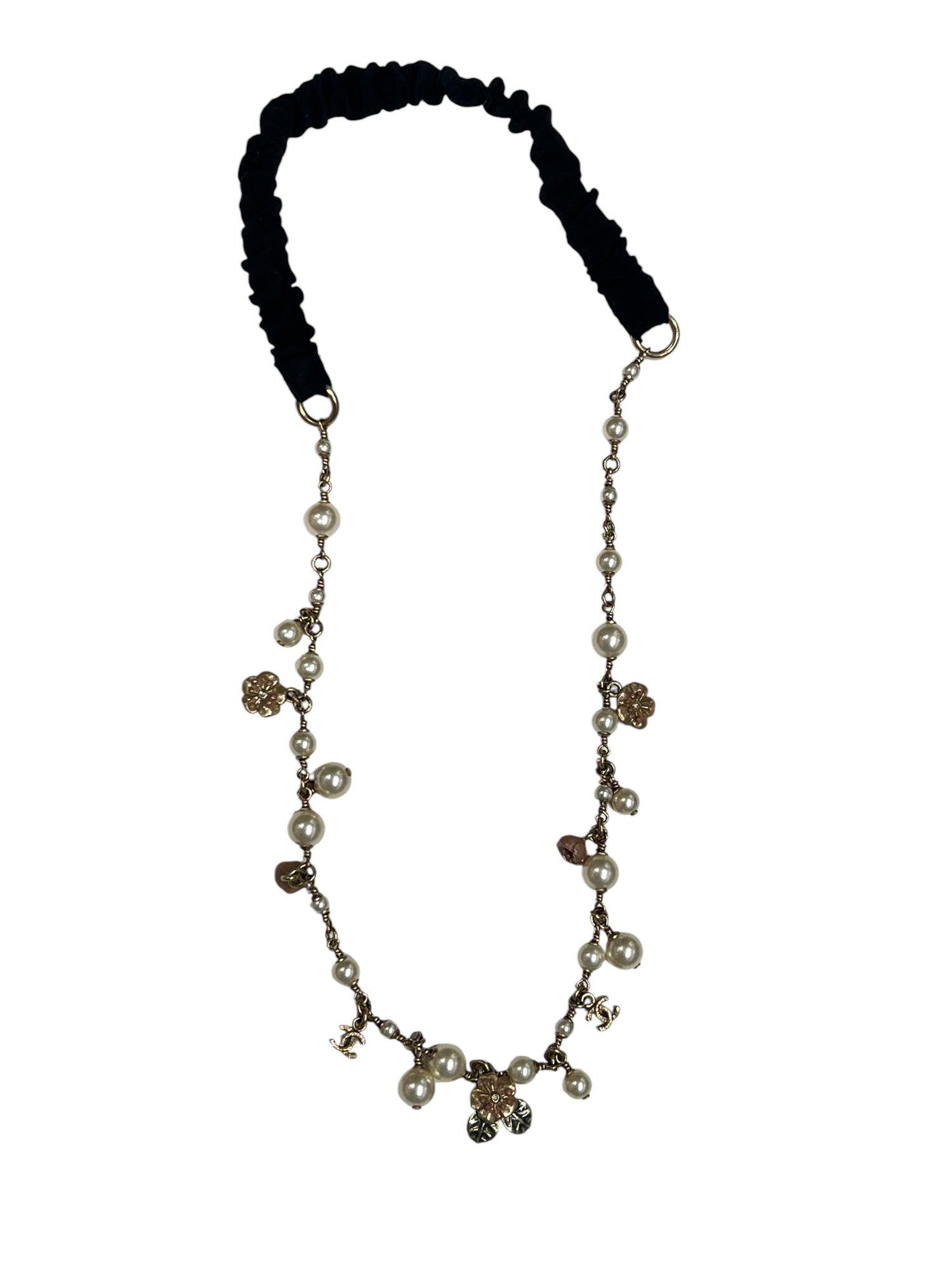 Chanel - bijou de tête champagne et perles