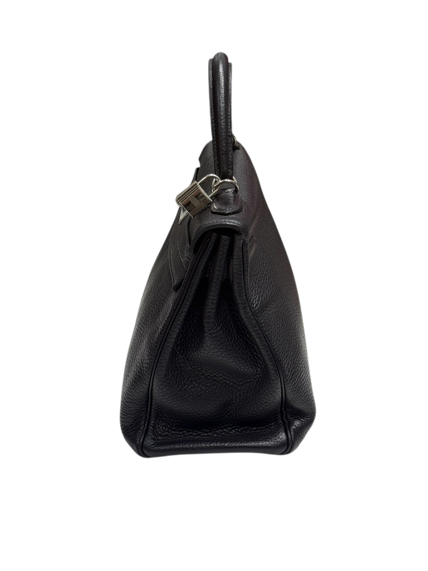 Hermès - Sac Kelly 32 clemence retourné Bleu Encre nuit PHW