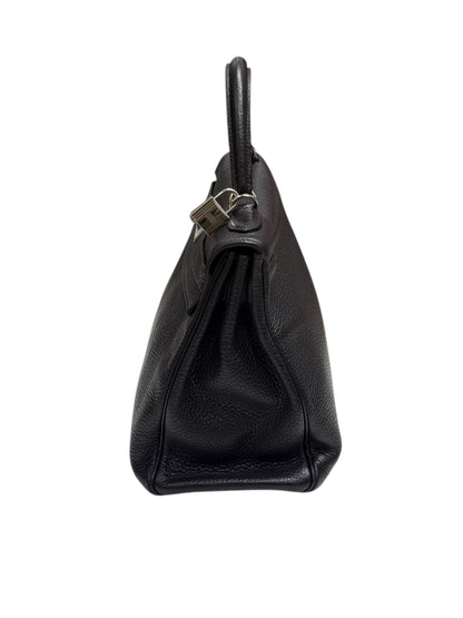Hermès - Sac Kelly 32 clemence retourné Bleu Encre nuit PHW