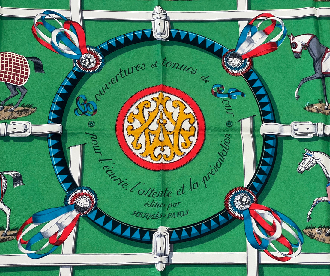Hermès -  Carré 90 « Ouvertures et tenues pour l’écurie