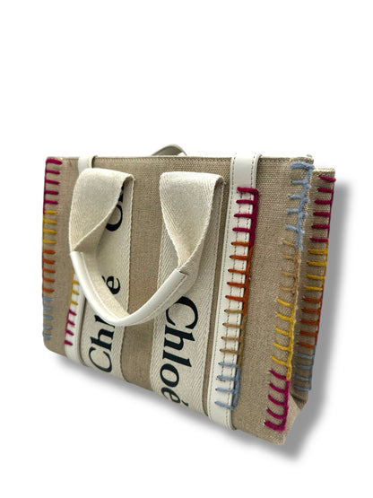 Chloé - Sac Woody en toile beige