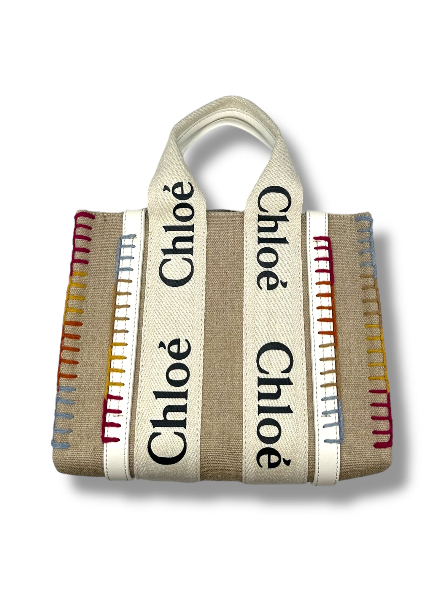 Chloé - Sac Woody en toile beige