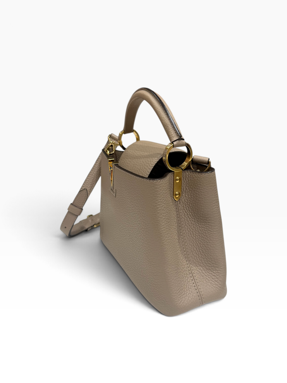 Louis Vuitton - Sac Capucines BB cuir galet