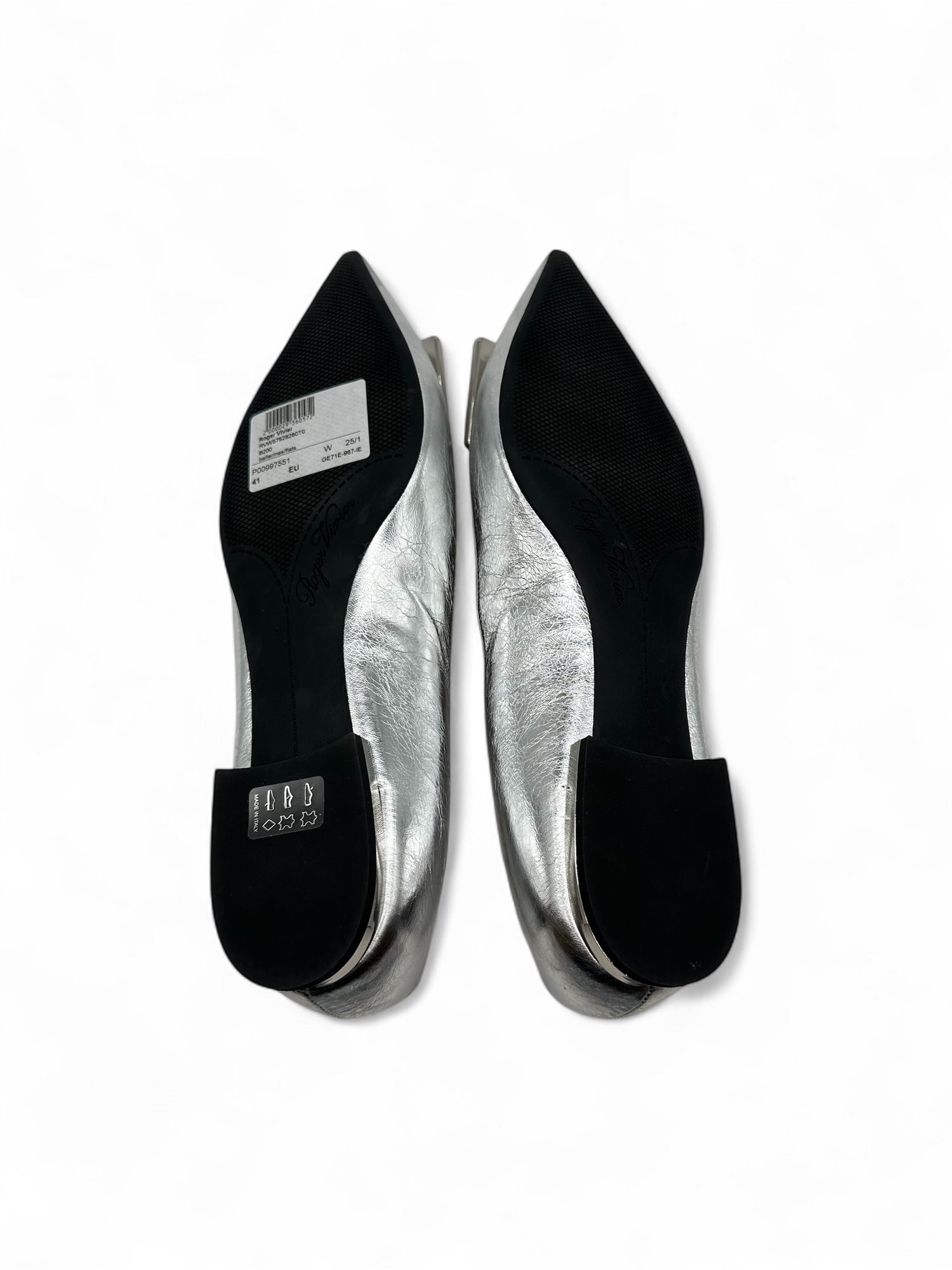roger vivier - Ballerines U look en cuir argenté T41