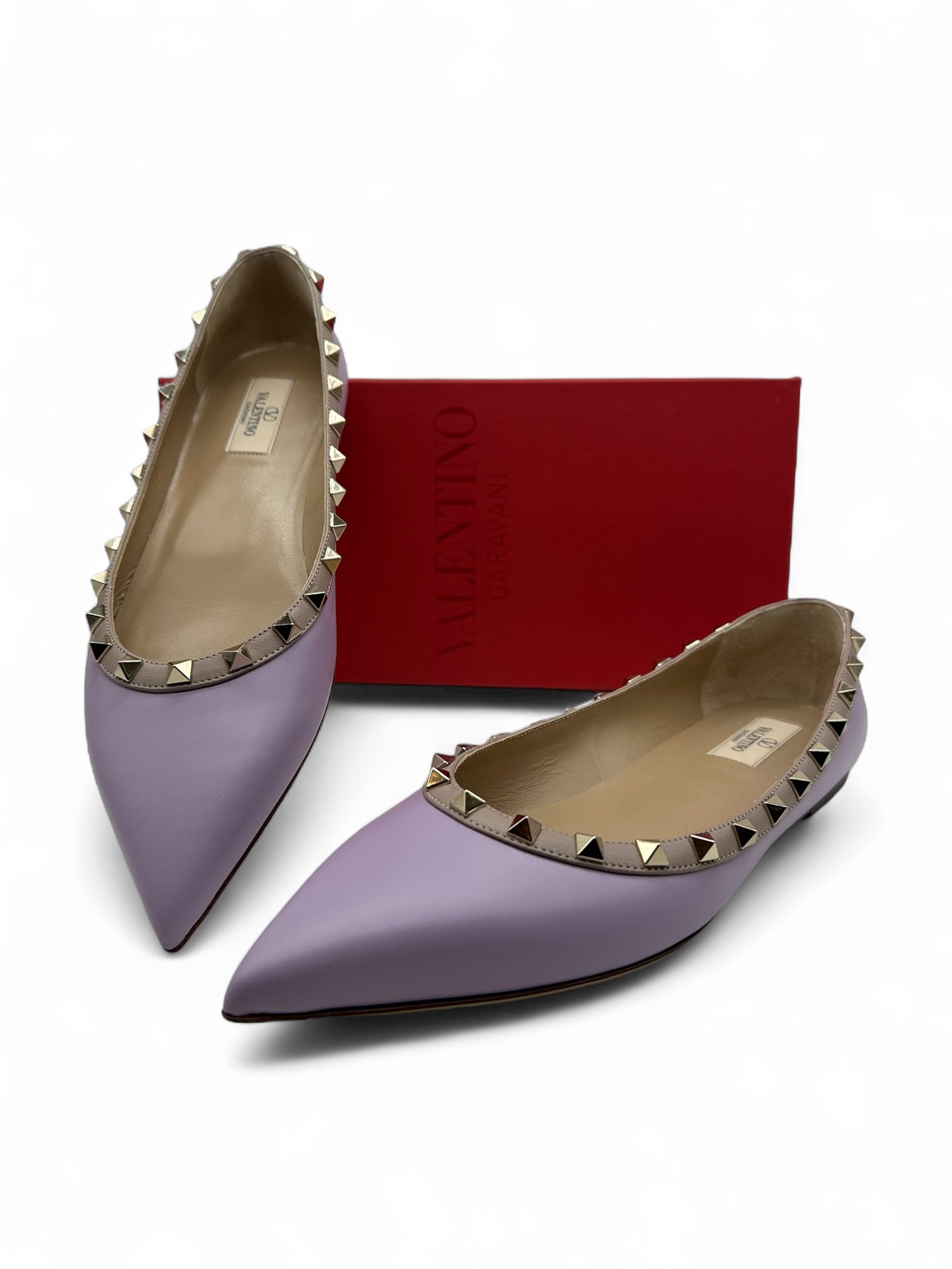 Valentino - Ballerines Rockstud en cuir violet T41