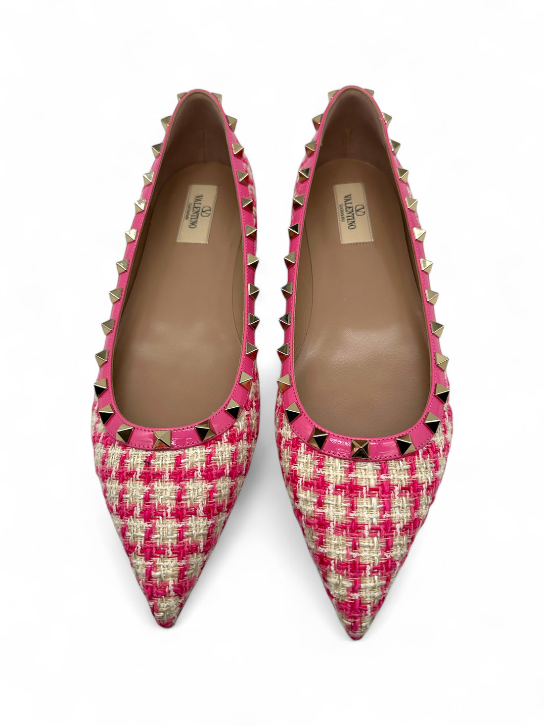 Valentino - Ballerinas Rockstud aus rosa Tweed Gr. 41