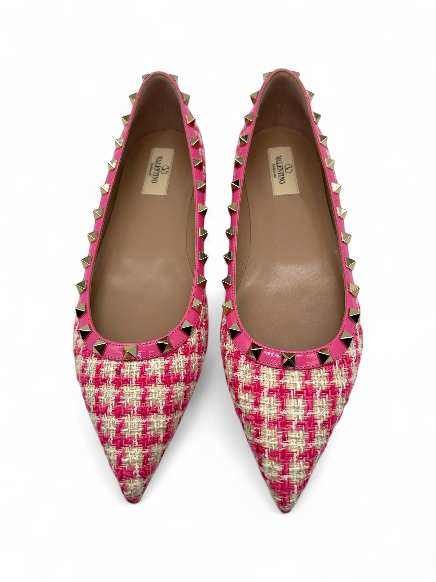 Valentino - Ballerinas Rockstud aus rosa Tweed Gr. 41