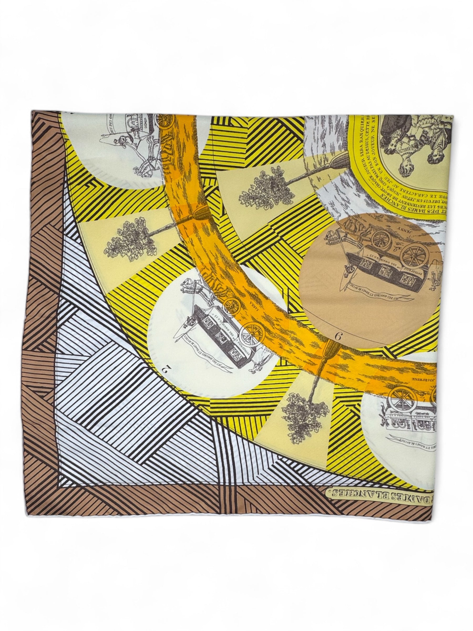 Hermès - Carré 90 « Jeu des Omnibus et dames blanches »