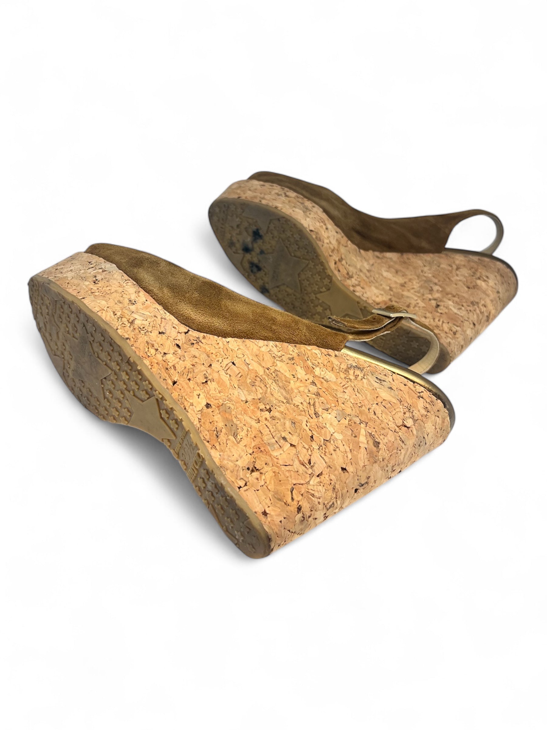 Jimmy Choo - Keilabsätze aus Wildleder in Kamelbraun, Größe 39,5