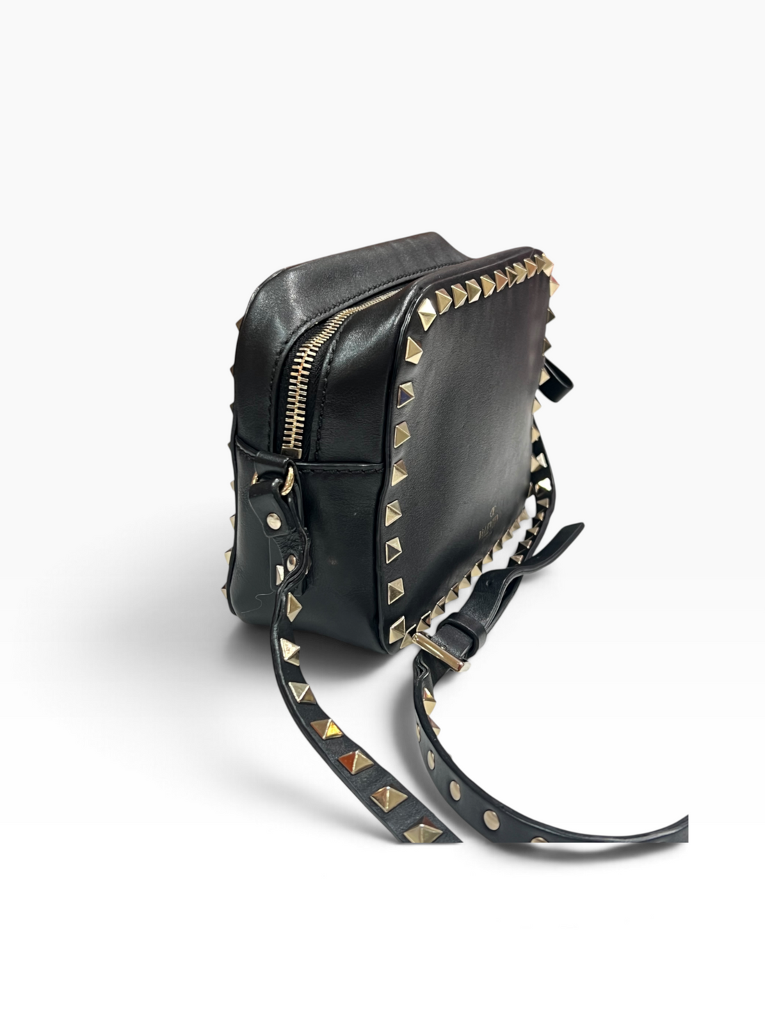 Valentino - sac caméra cuir noir et studs