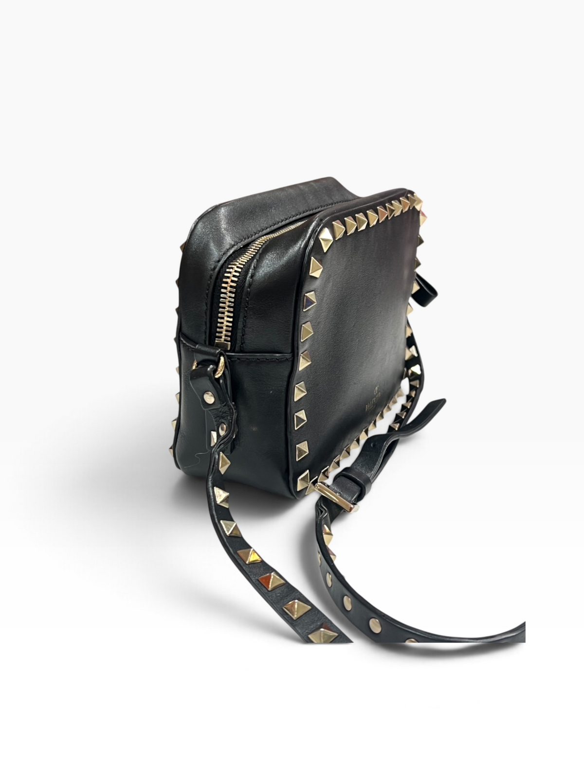 Valentino - sac caméra cuir noir et studs