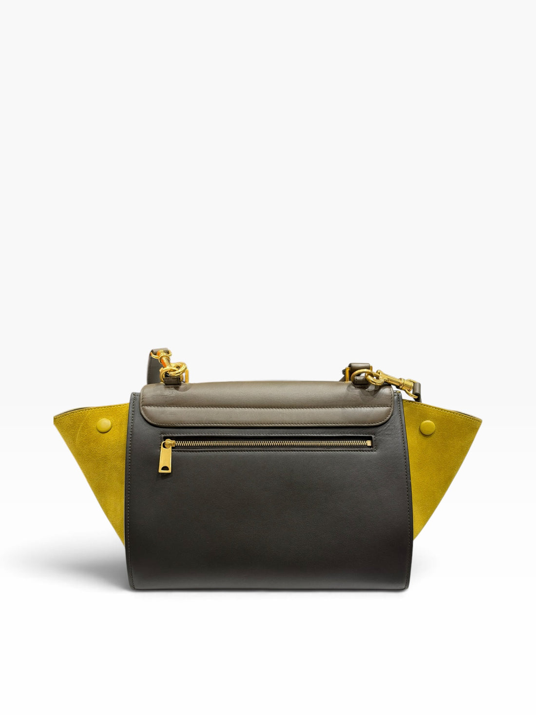 Céline - Borsa a mano a trapezio tricolore in pelle e camoscio