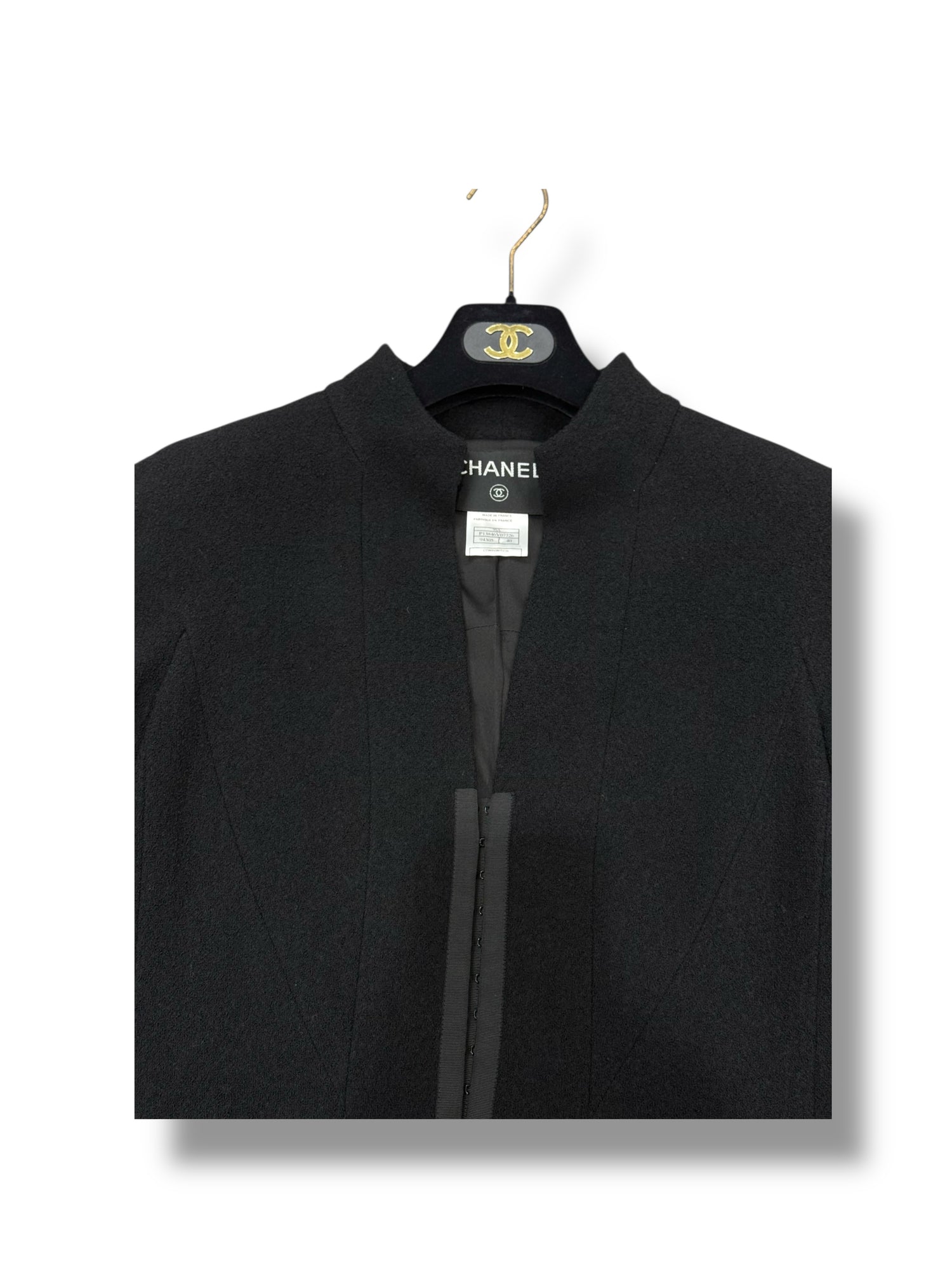 Chanel - Veste Laine Et Soie Noire T40 | Les Folies d&