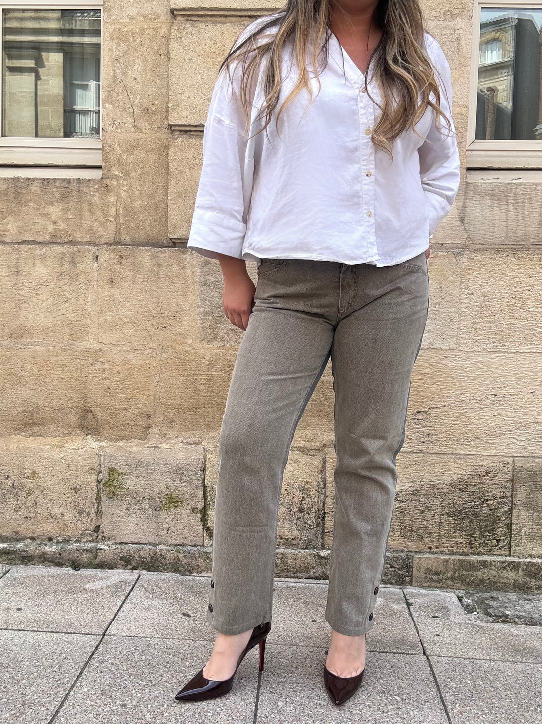 Chanel -Jean bicolore gris T44