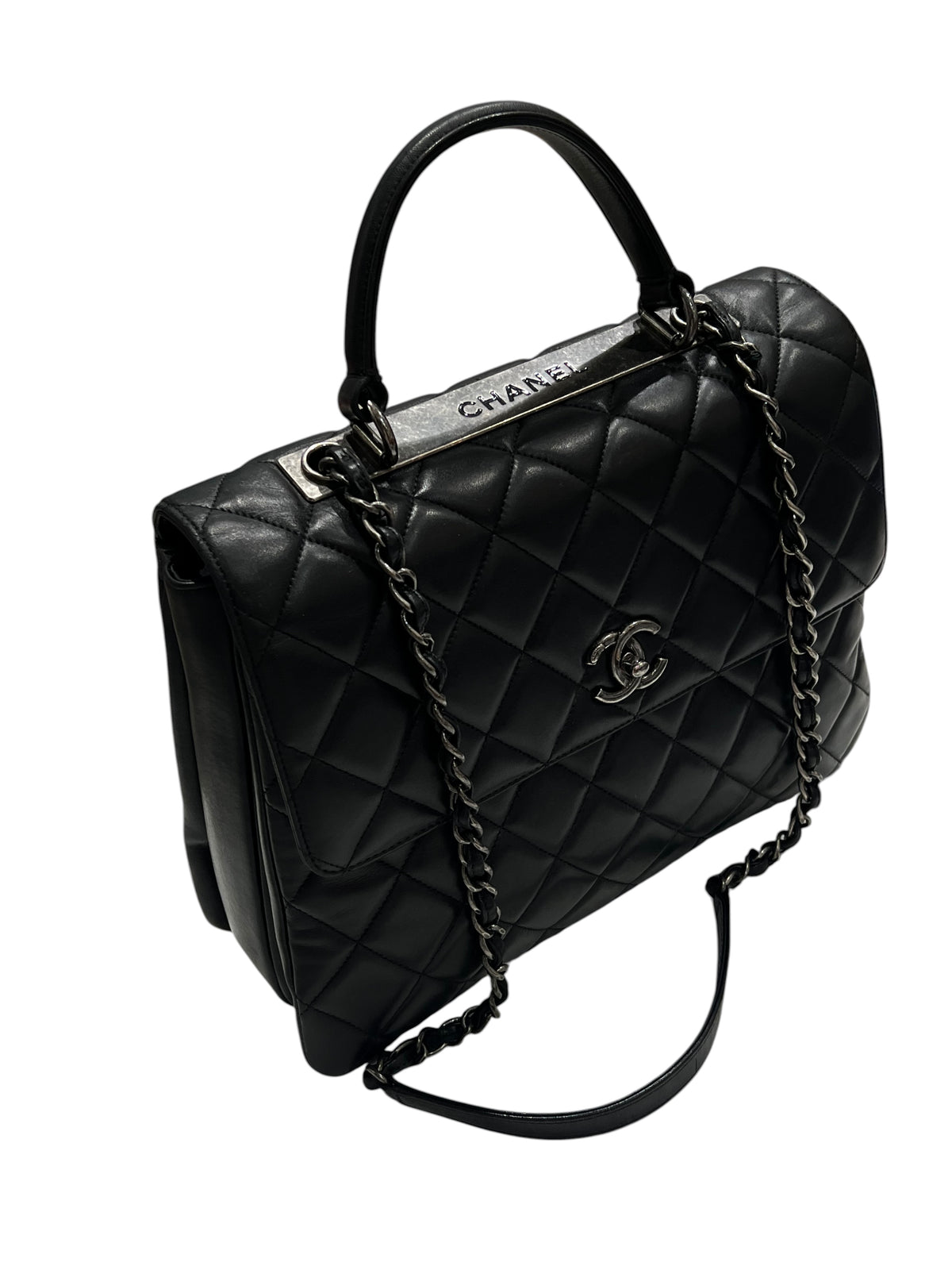 Chanel – Maxi-Trendy-Tasche aus schwarzem Lammleder