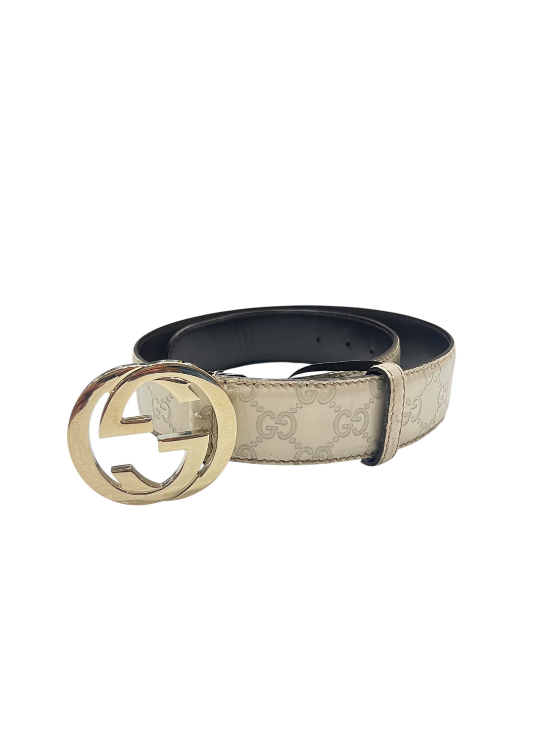 Gucci - ceinture GG cuir blanc
