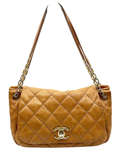 Chanel - sac accordéon cuir naturel