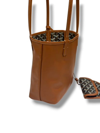 Goyard - Sac Mini Anjou réversible toile et cuir Gold