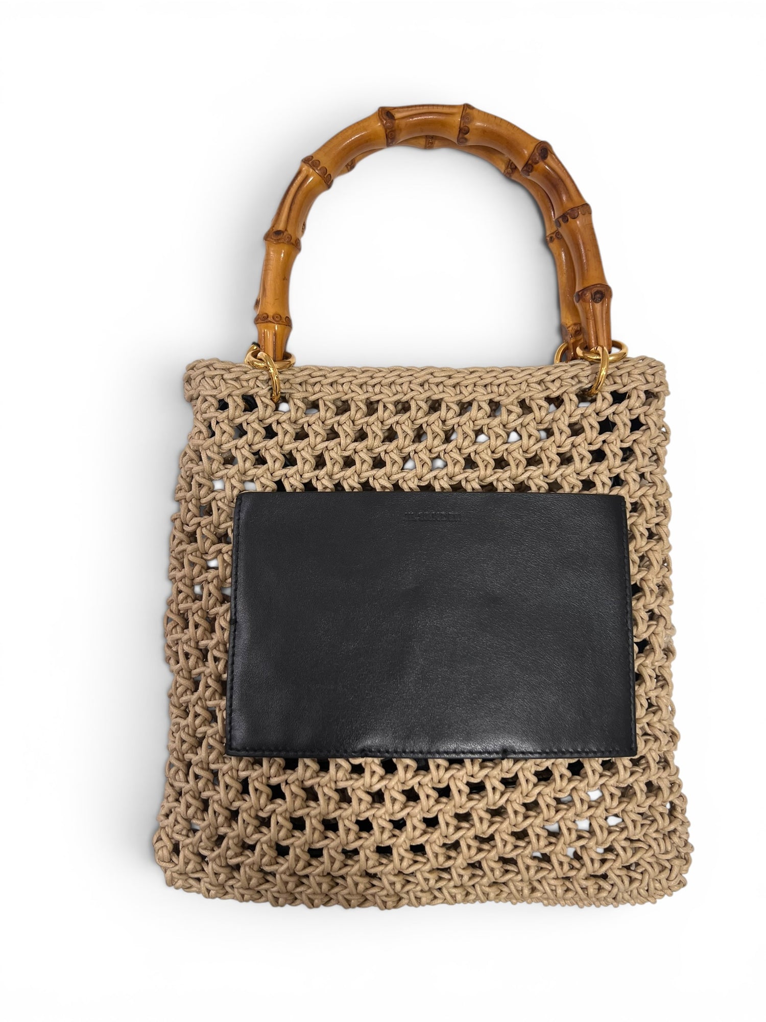 Jil Sanders - Petit sac en corde et cuir noir