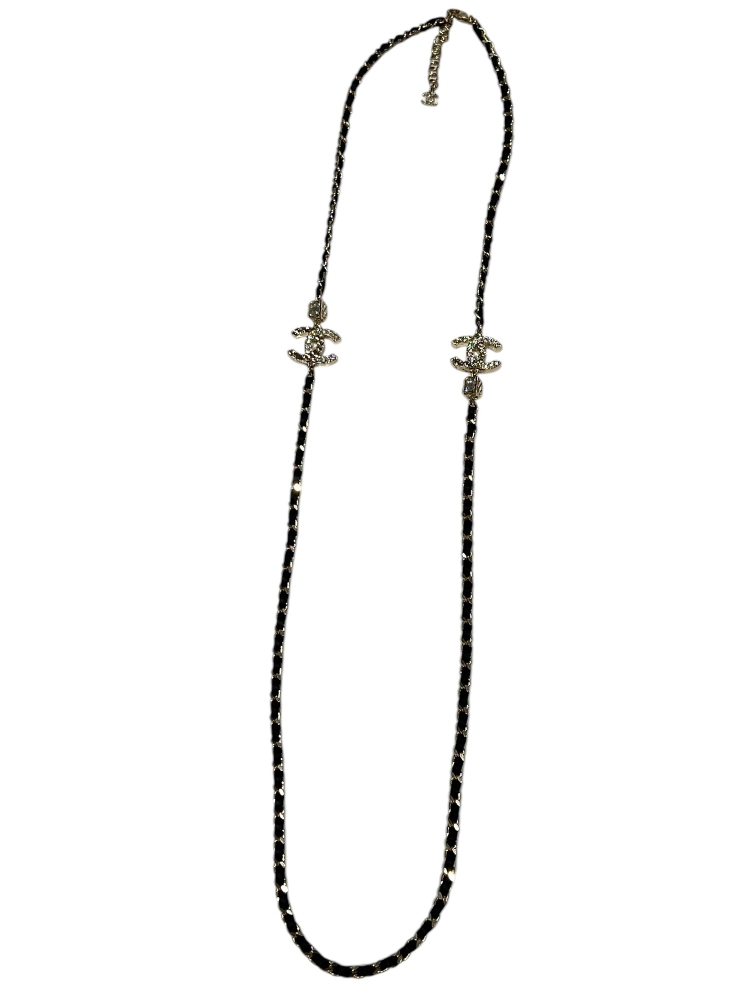 Chanel sautoir chaîne entrelacée de cuir