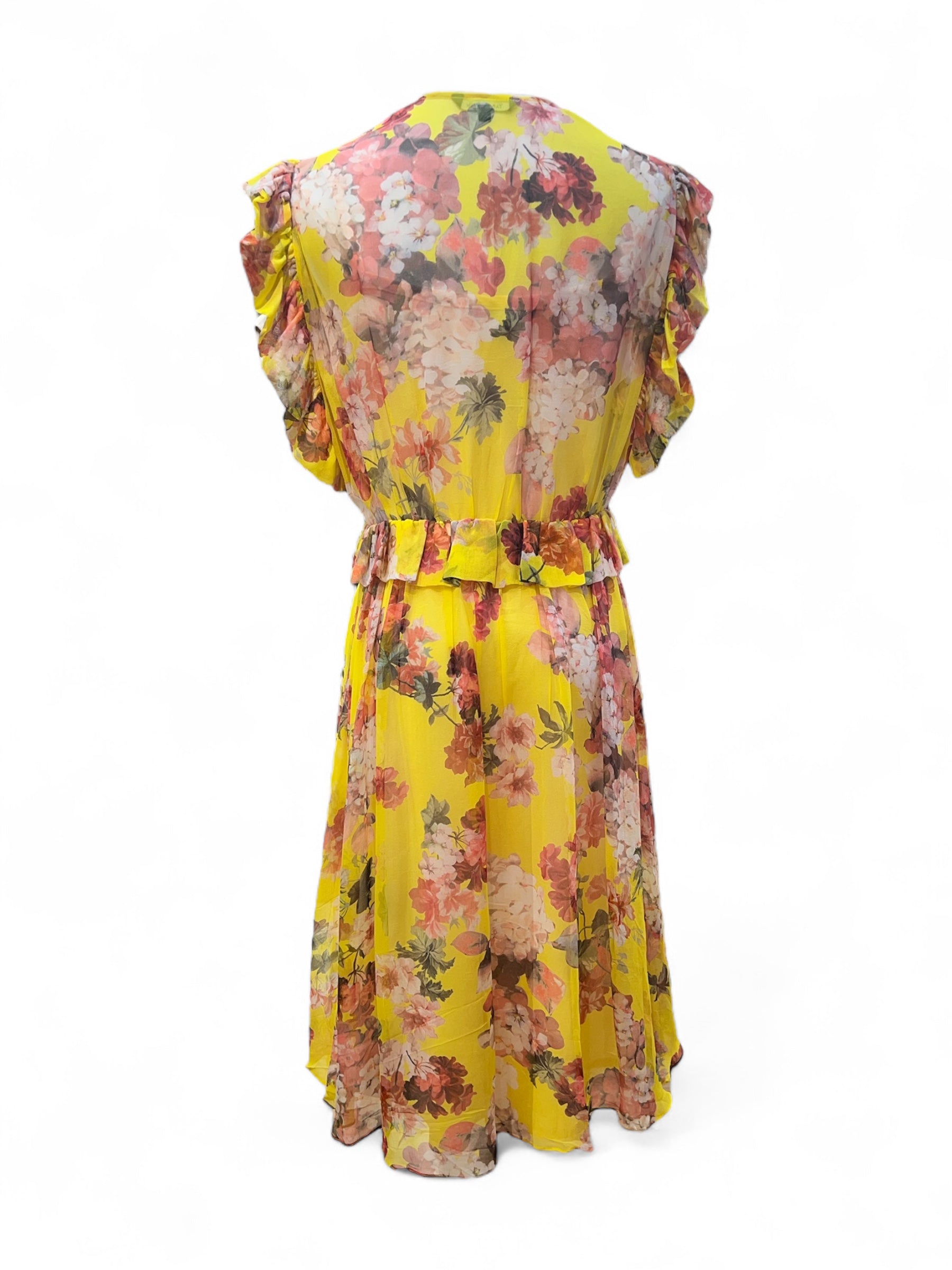 Tara Jarmon - Robe à fleurs rose et jaune T36