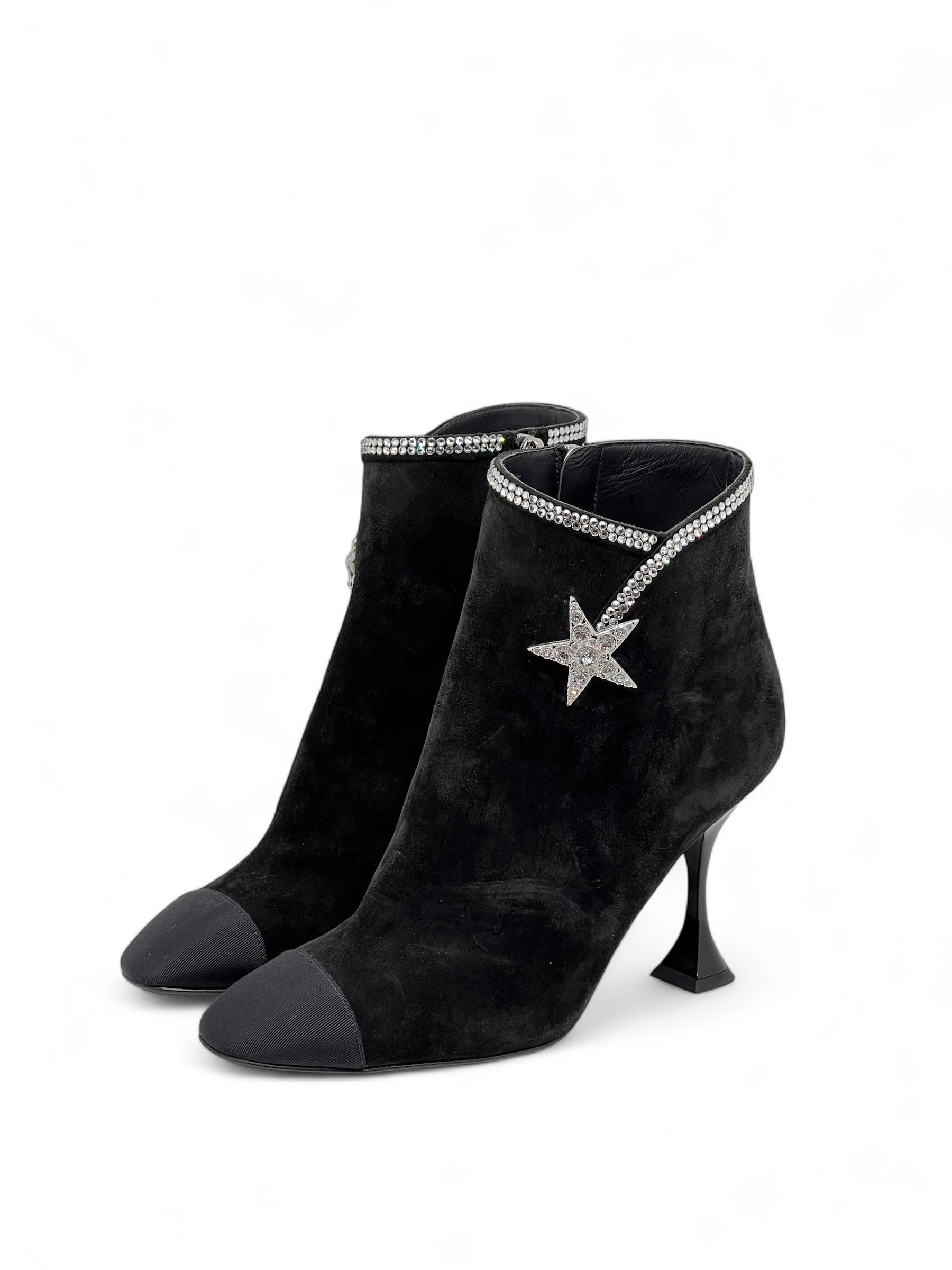 Chanel - Stivaletti in camoscio con strass T35