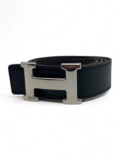 Hermès - Ceinture réversible noir / ébène T85
