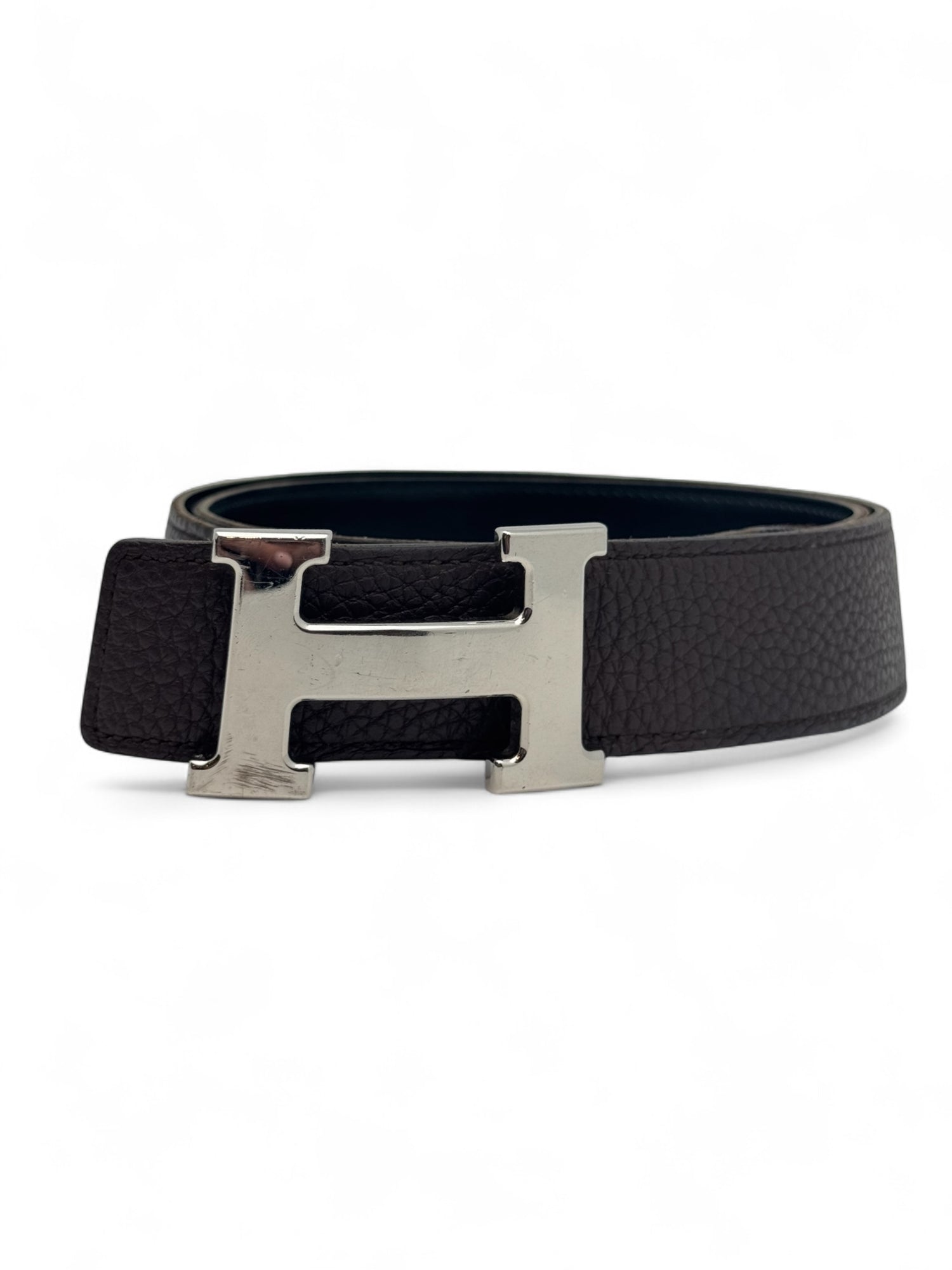 Hermès - Ceinture réversible noir / ébène T85