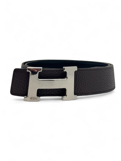 Hermès - Ceinture réversible noir / ébène T85