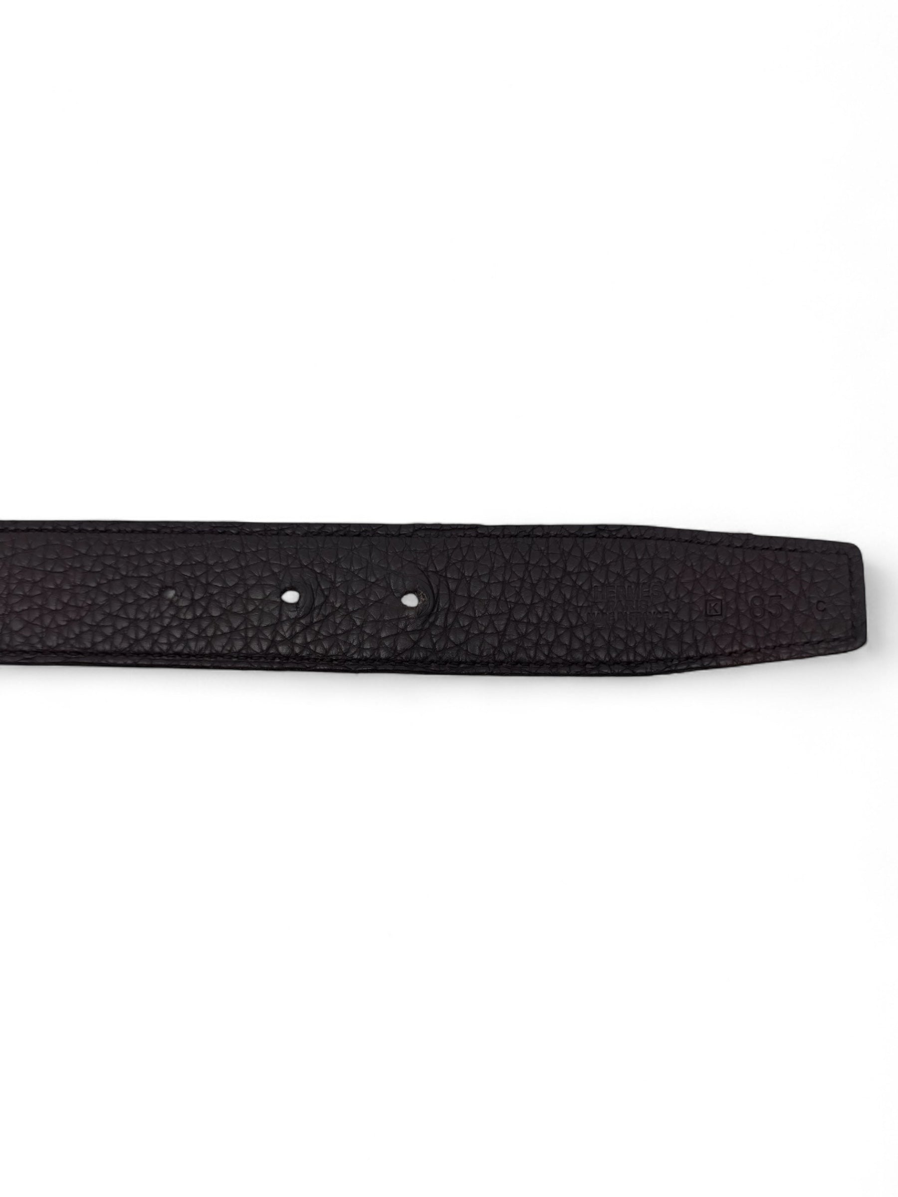 Hermès - Ceinture réversible noir / ébène T85