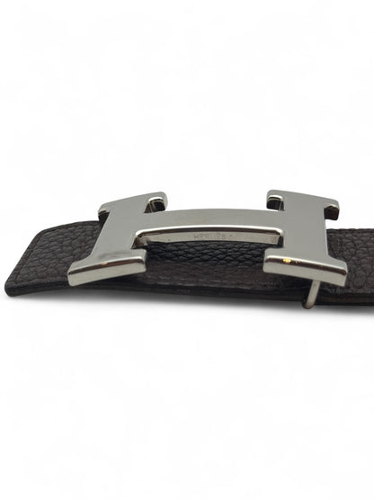 Hermès - Ceinture réversible noir / ébène T85