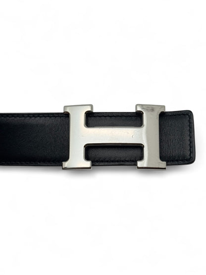 Hermès - Ceinture réversible noir / ébène T85