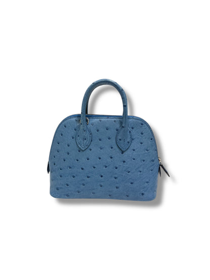Hermès - Sac mini Bolide 20 Bleu Aizome Autruche