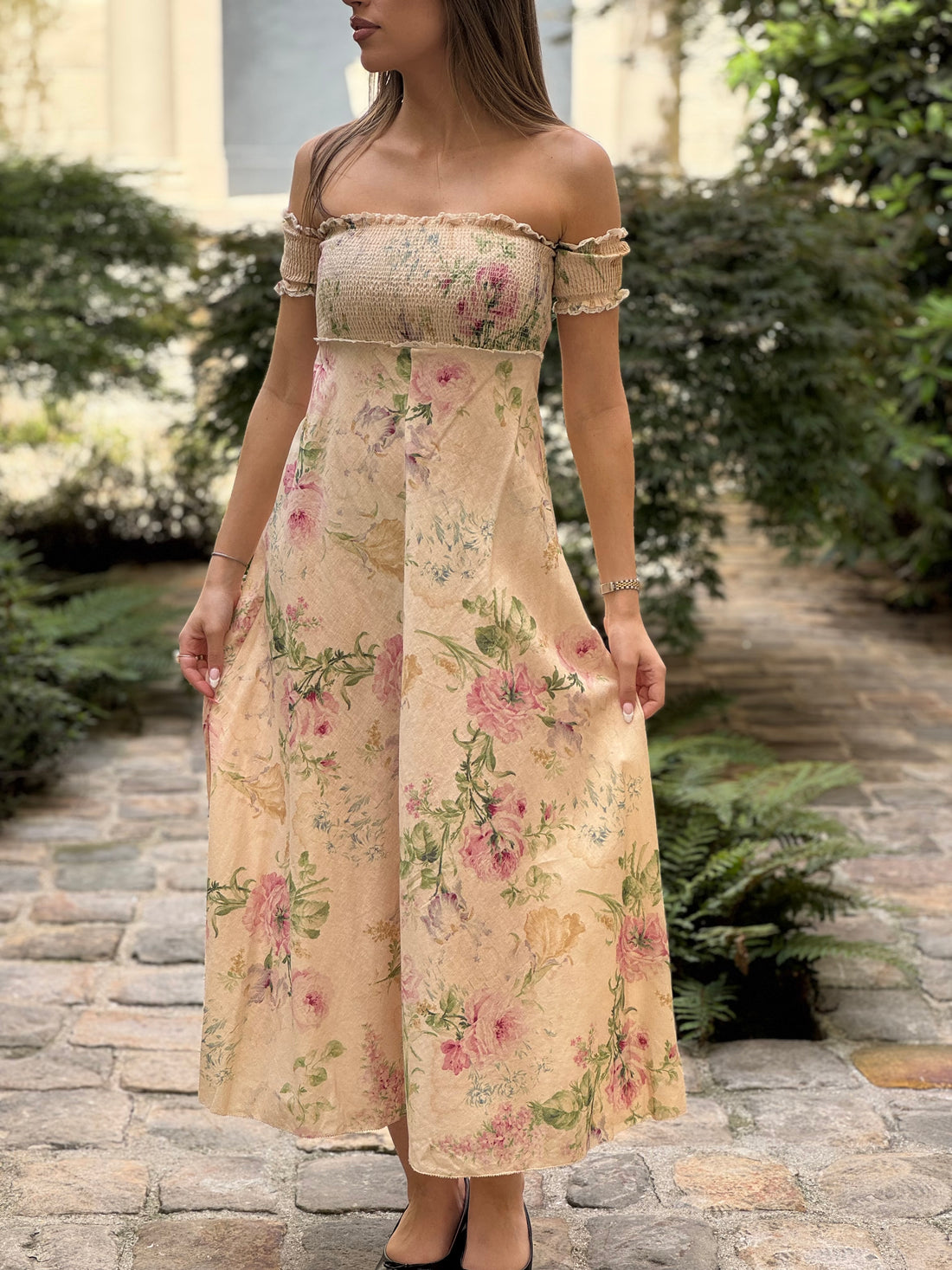 Zimmermann - Robe longue épaules dénudés fleuris TS