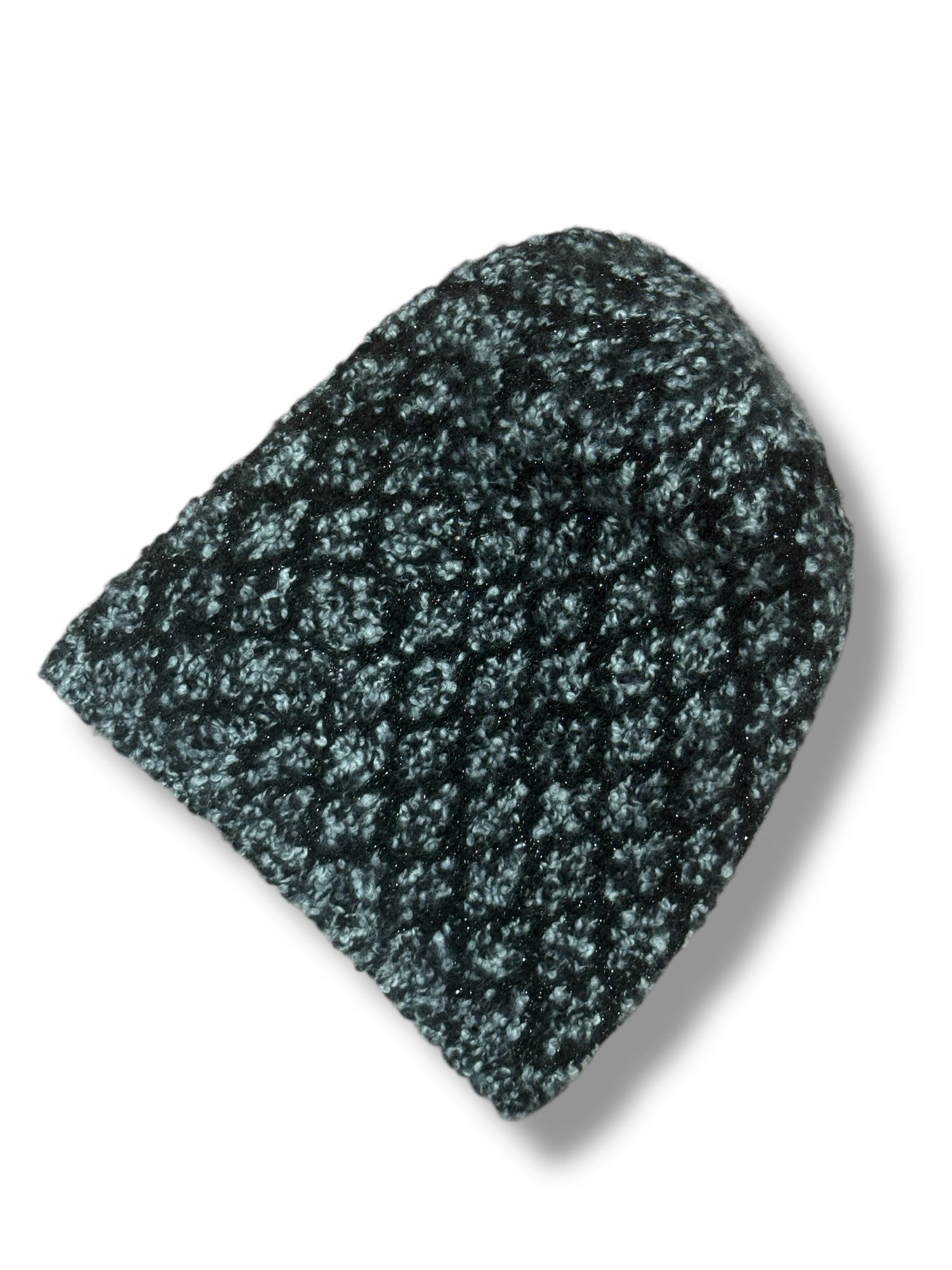 Chanel - Bonnet en cachemire Blanc, Gris et Noir scintillant