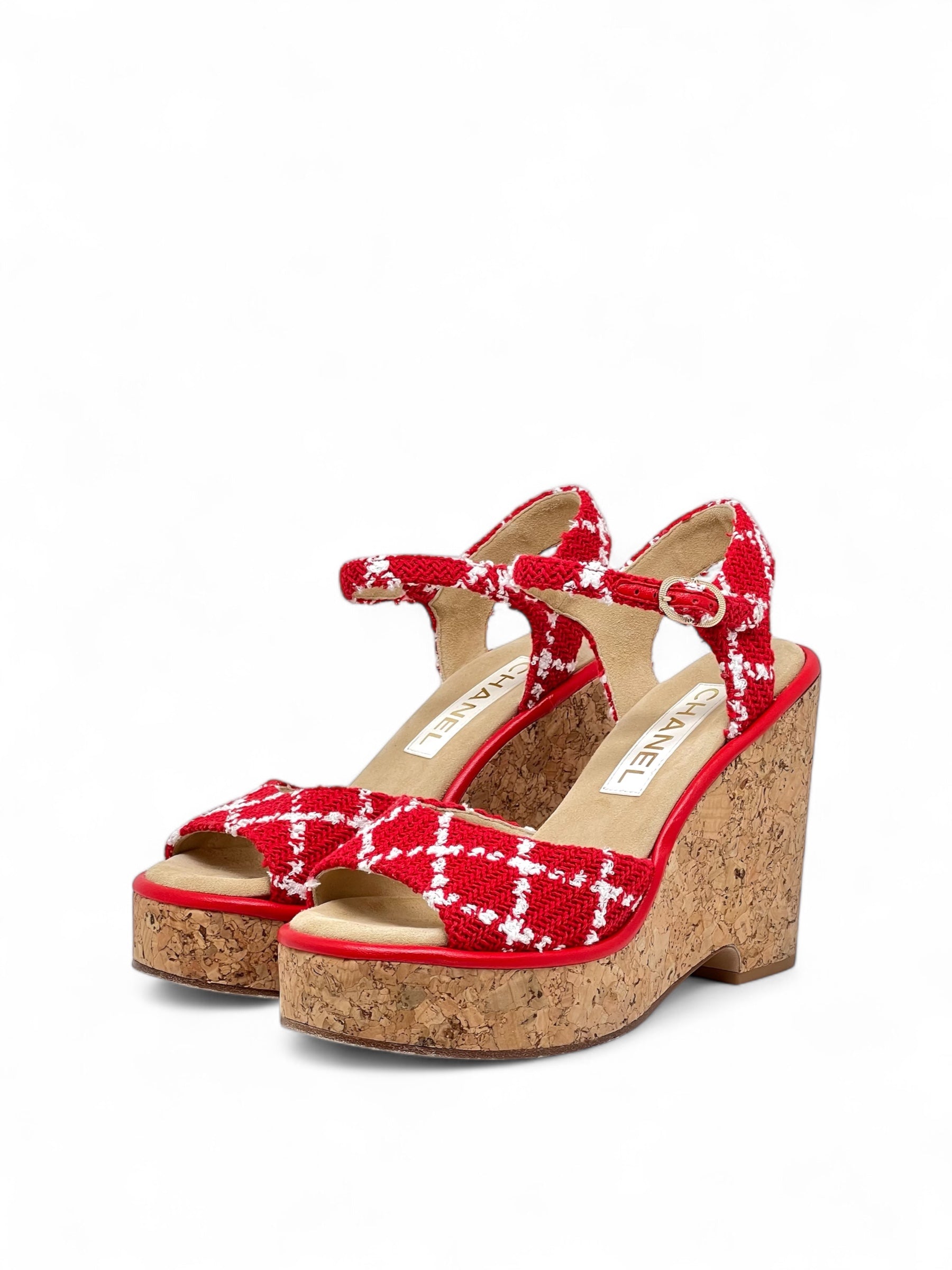 Chanel - Sandaletten mit Absatz aus Tweed T38C