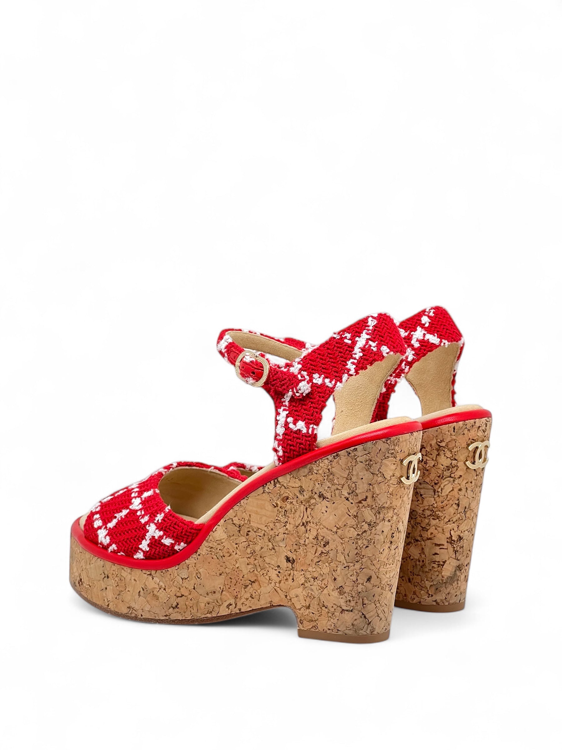 Chanel - Sandaletten mit Absatz aus Tweed T38C